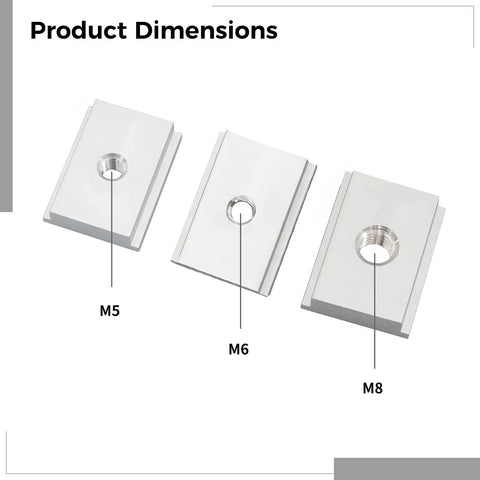 Beefy Aluminum T Slot Hardware Kit With Drop In Nuts M5 M6 M8 30 Piece T Slot Nuts Assortment for Woodworking dimensions.