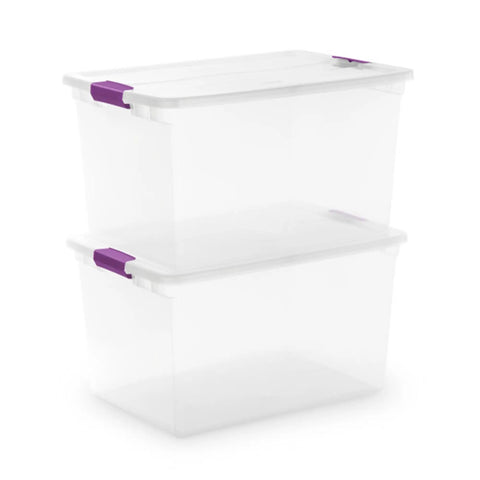 Clear View Stackable Storage Totes With Snappy Latching Lids Heavy Duty Plastic Bins For Closets Bedrooms And Attics Roomy Carriers To Store Clothes Blankets And Everyday Gear 24 Pack Set