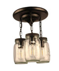 Industrial 3 Light Pendant With Slick Matte Black Finish Clear Glass Mason Jar Shade Heavy Duty Adjustable Hanging Fixture For Kitchen Island Dining Room Foyer Top Shelf Vibe Upgrade showing three mason jar shades.