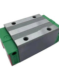 Rock Solid Metal Linear Motion Guide Slider CGH35HA Carriage Block with green base used in CNC machines and 3D printers.