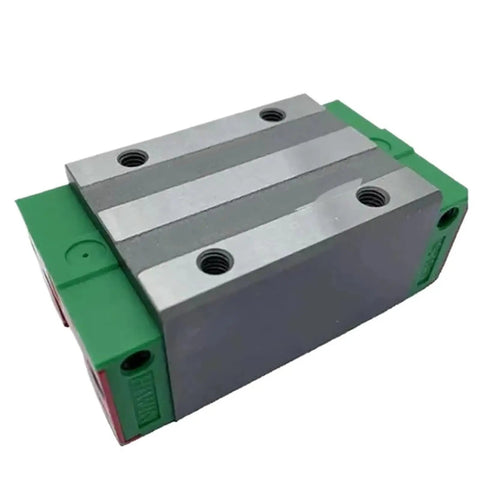 Rock Solid Metal Linear Motion Guide Slider CGH35HA Carriage Block with green base used in CNC machines and 3D printers.