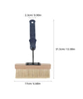 Beast Mode Heavy Duty Wood Stain Brush with measurements shown, featuring dense bristles for texture and deck stain application.