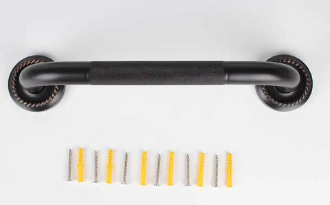 Brass 24 Inch Grab Bar With Anti Slip Handrail In Oil Rubbed Bronze For Bathroom Tub Shower Safety Rail Super Easy To Grip