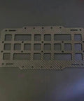 Rugged Tactical Sun Visor Rack With Reinforced Panels And Secure Lash Bands For Tesla Cybertruck, made of hard carbon fiber material.