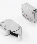Push To Open Cabinet Latch Locking Device 1 Pack For Easy Access, Sturdy Alloy Gate Lock, shown in two angles