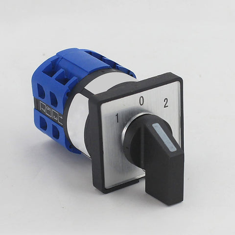 Universal Changeover Switch 220V 63A LW26 Three Gears Two Sections Dual Power Supply with Motor Reversal, silver flame retardant PC shell.
