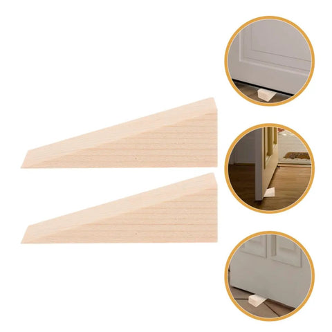Beige Triangular Wood Door Stopper Wedges Nail Free And Easy To Use Bumper Set For Home Or Office Protective Door Stop For Kids And Fingers