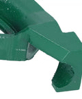 Close-up of a green cast iron pipe bender for conduit and aluminum pipes up to 5/8 inches. Ideal for bending wire easily.