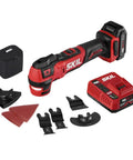 12V Brushless Oscillating Tool Kit With 40-Pc Accessory Set, PWR CORE 12 Battery, PWR Assist Charging, and PWRJump Charger displayed