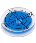 4 Pack 32mm Circular for spirit Level Wear Resistant for acrylic Bubble shown with blue liquid and grid markings for precise measurements.
