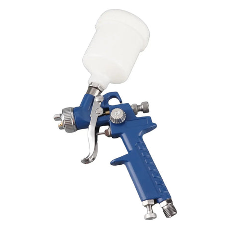 Keenso Pneumatic Paint Spray with Transparent Pot, blue spray gun with clear paint cup for precise atomization.