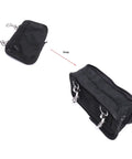 Diving Sidemount Storage Bag With Nylon Pouches And Double Ended Hook for water sports, shown open and closed, 250x150x80mm.