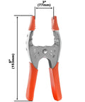 Single clamp from Twenty Four Pack Of Heavy Duty Six Inch Spring Metal Clamps With 2.5 Inch Jaw Opening, shown with dimensions