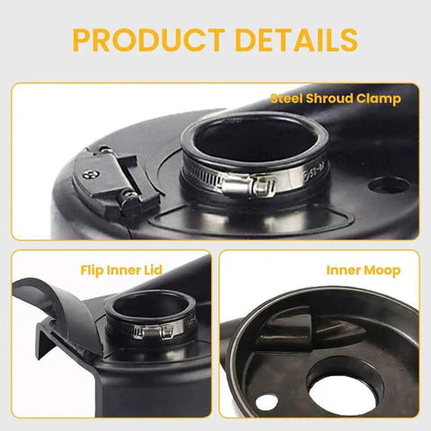 Universal 7 Inch Dust Shield For Angle Grinders Surface Grinding Dust Cover with metal clamp and iron ring details