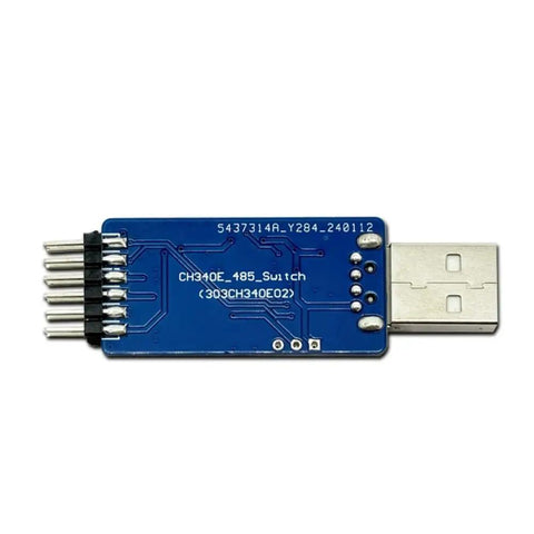 Top view of Do It All USB To TTL And RS485 Converter Module with CH340E and SP485 chipsets, showing USB port and pins.