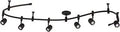Lit 96-Inch 6-Light LED Flex Track Ceiling Light In Oil Rubbed Bronze, showing adjustable track and spotlights for home decor.