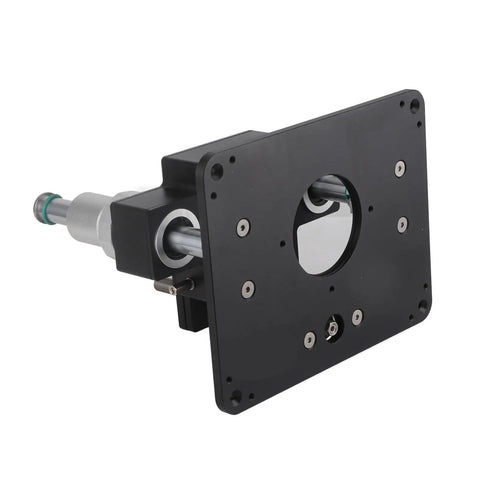 Heavy Aluminum Router Table For Tenoning And Grooving Black Woodworking Fence Jig showing precision mount with black finish
