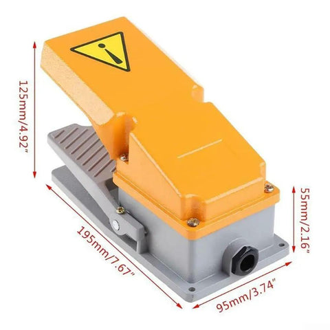 Rugged Heavy Duty Foot Switch Pedal With Guard, Cast Aluminum Build, SPDT Momentary Action, 15A 380V Industrial Controller, IP62 Rated
