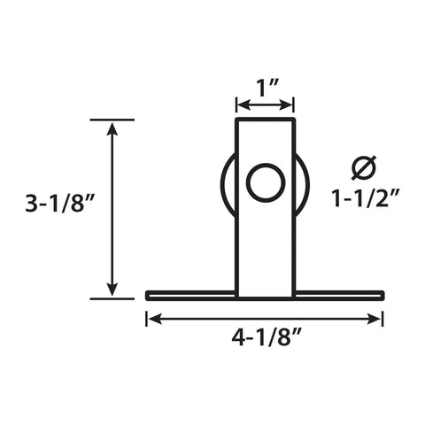 Diagram of 1-inch top mount component for the 60 Inch Mini Barn Door Hardware Kit For Double Cabinet Doors Top Mount Matte Black Finish Trim