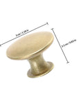 Side view of 6pc Vintage Round Cabinet Knobs Gold Antique Finish With DIY Friendly Easy Install Drawer Pulls For Cabinets, Doors, Wardrobe Universal Fit Durable Kitchen Furniture Hardware, showing size dimensions.