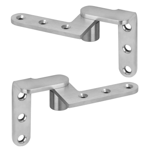 Heavy Duty Pivot Door Hinges 2 Pairs, 4.7mm Thick Offset Hinges With 180 Shaft, Max Load 132 lb Per Pair, 201 Stainless, Pre Punched Holes
