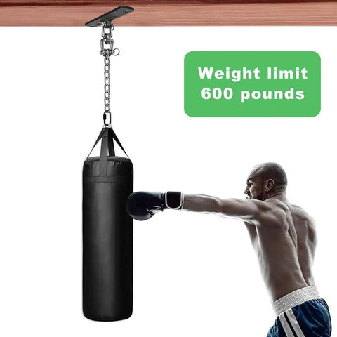 Heavy Duty Hammock Chair Hardware Kit With Chain And Swivel, 600 Lb Capacity supporting a punching bag and boxer