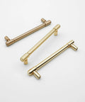 10 Pack Brushed Gold Cabinet Pulls 5 Inch Hole Center 128mm Brushed Brass Handles for Drawer Dresser Solid Zinc Alloy