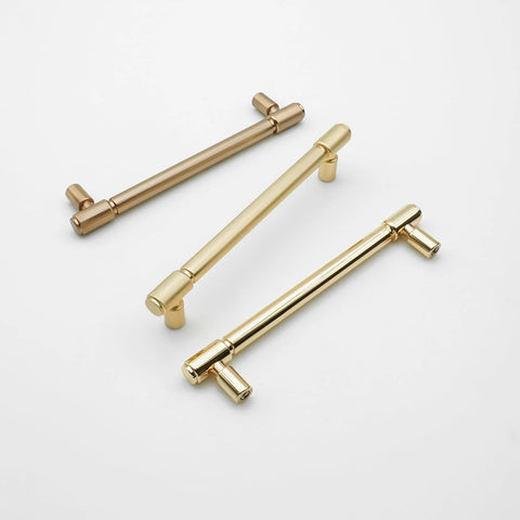 10 Pack Brushed Gold Cabinet Pulls 5 Inch Hole Center 128mm Brushed Brass Handles for Drawer Dresser Solid Zinc Alloy