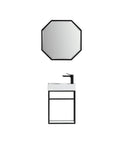 16 Inch Bathroom Vanity With Sink Combo For Small Spaces Industrial Wall Mounted Cabinet Set Modern Narrow Depth Bath Vanity For Tiny Bathrooms Space Saver Design With Built In Storage And Easy Install For Small Bathrooms, shown with octagonal mirror and black faucet.