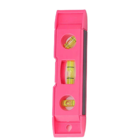 Pink Tool Kit For Women 18 Piece Complete Hand Tool Set With Hammer Wrench Measuring Tape And Screwdrivers For Home Repair DIY Projects Perfect For Quick Fixes And Fun Creative Projects showing pink spirit level