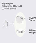 Ultra Strong Small Round Neodymium Magnets 8x3mm N52 Grade 100 Piece Pack for Fridge Whiteboard Craft and Industrial Projects High Hold Power Heavy Duty diagram showing dimensions.
