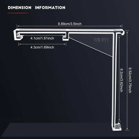 Dimensions of Four Pack Clear Valance Clip Brackets For Vertical Blinds Slick Invisible Mount Hidden Outside Track Replacement Hardware
