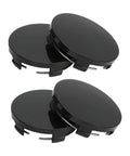 Top Notch 4 Pack Car Wheel Center Hub Covers, Tough ABS Snap In Hubcaps For Trucks Suv Pickup Rv, Universal Tight Fit For A Fresh Slick Ride Revamp Black, black ABS hubcaps on white background.