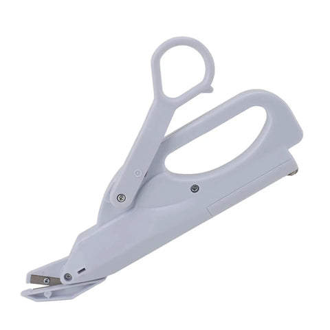 Effortless Cutting Magic With These Mini Battery Operated Electric Scissors That Auto Slice Fabric And Paper With Ease For Home DIY Jobs Light Ergonomic Safety Shears Are Ready To Go in white color with ergonomic handle.