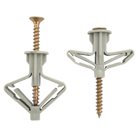 Beefed Up Heavy Duty Drywall Anchor Kit With Screws For Hollow Walls 50 Anchors And 50 Screws Twin Expansion Ribbed Anchors For Strong Hold Anti Rotation Design High Temperature And Humidity Resistant Mounts, two drywall anchors with screws