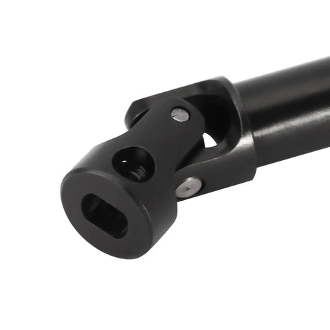 Close-up of stainless steel D-shaped drive shaft for one eighteenth scale TRX4M Defender Bronco, realistic scale joint visible.