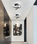 Modern LED Ceiling Light 22W Spiral Design Fixture 6500K Cool White 2000 Lumens Flush Mount for hallways, black finish