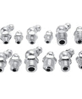 130 Piece Grease Nipple Assortment Kit With Galvanized Metal Hydraulic Fittings in different sizes and angles.