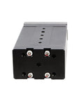Front view of Smart Parallel Electric Gripper For Industrial Robots With No Hassle Plug And Play Setup showing screw placements on black surface