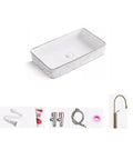 USZWBY Vessel Sinks Nordic Light Luxury Modern Above-Ground Basin Household Wash Single Bathroom Balcony Ceramic Bathroom Bowl Sink with marble design.
