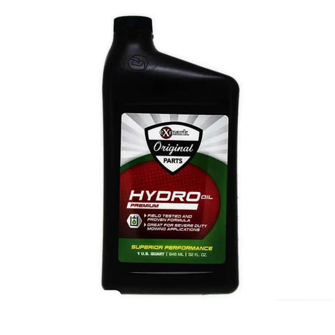 Bottle of hydraulic oil labeled Hydro, suitable for OEM 1099828 systems, 1 quart size, designed for industrial use