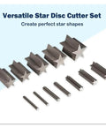Disc Cutter Set With 10 Star Punches for DIY Jewelry Making and Metal Stamping Blanks in sizes 5mm to 31mm for soft metals.