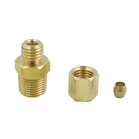 Front view of brass compression tube fittings, male adapter 3/16 in tube OD x 1/8 in NPT, pack of 5