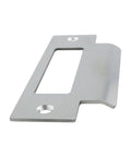 Side view of Universal 4 7/8 Inch Latch Strike Plate Backplate Kit in Iron with Brushed Zinc Finish