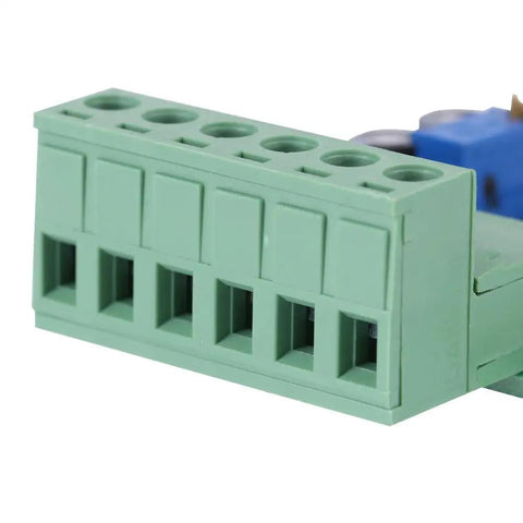 Close-up of green terminal block on Plug And Play Frequency To Voltage Converter Module 0 Hz To 10 KHz 0 V To 10 V Digital To Analog Board