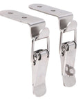 Close-up of 90 Degree Latch Kit with 10 pieces duck mouth buckle hook lock spring loaded draw toggle clamp for cabinet doors and barn doors.