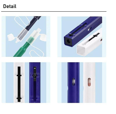 2-pack fiber optic cleaner pens, blue and white, for LC/MU and SC/FC connectors