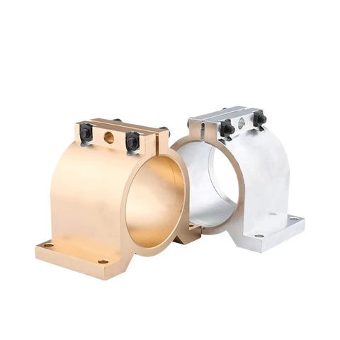 80mm CNC Spindle Motor Clamp Mount Bracket Aluminum Center Jig for Engraving Router Heavy Duty Workholding Mount Rock Solid Fixing for Precise Machining and Stable Setup, gold and silver