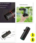 Ultra Clear 2000x Monocular Scope With 24mm Lens Night Vision Pocket Telephoto Monocular Phone Adapter Included Lightweight For Adults And Teens Long Range 8000 to 80000 M Viewing Gift, black compact monocular with phone holder
