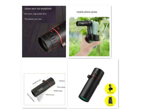 Ultra Clear 2000x Monocular Scope With 24mm Lens Night Vision Pocket Telephoto Monocular Phone Adapter Included Lightweight For Adults And Teens Long Range 8000 to 80000 M Viewing Gift, black compact monocular with phone holder